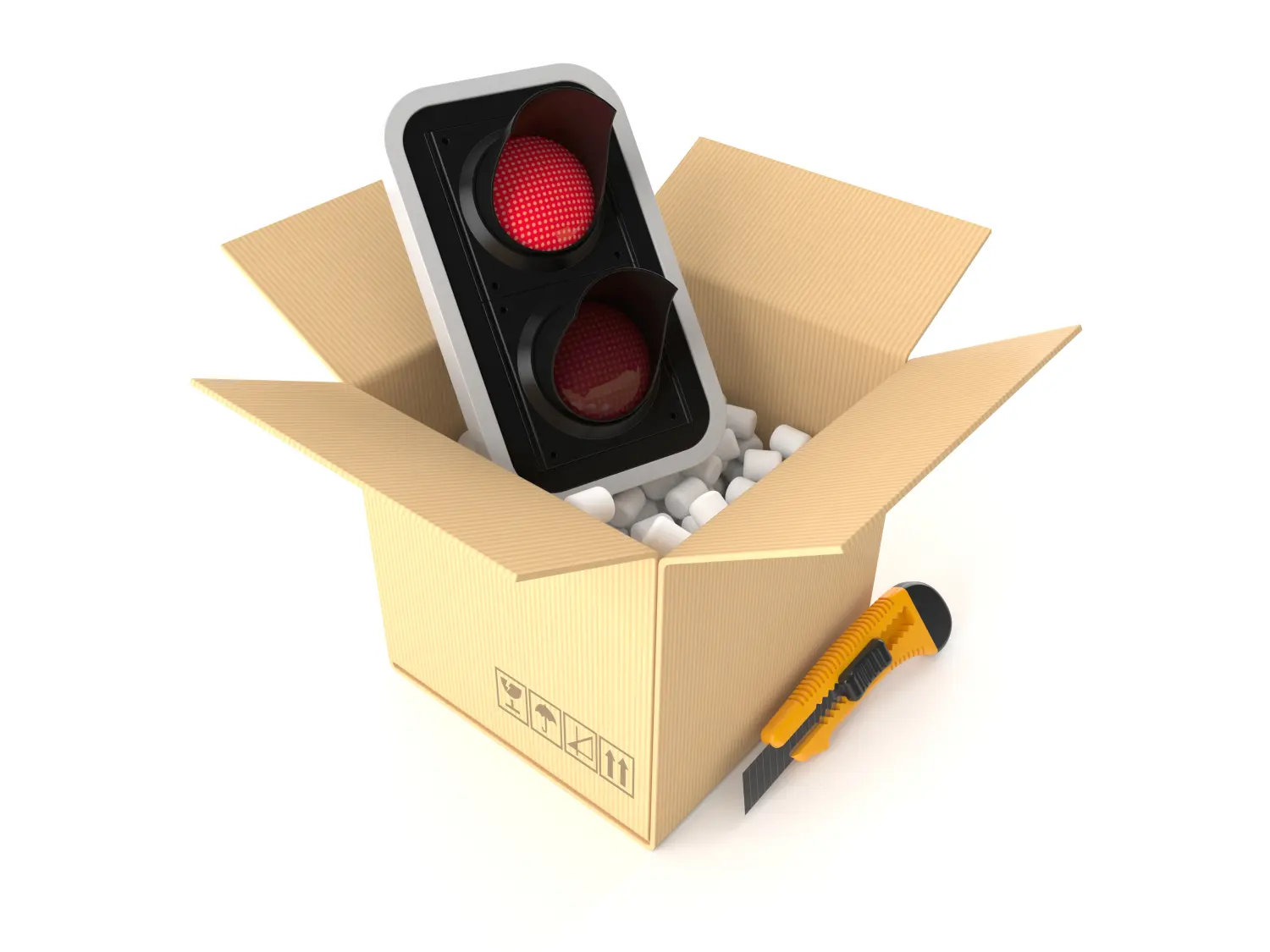 Rote Ampel im Paket